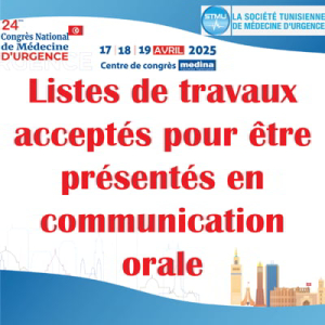 Listes de travaux acceptés pour être présentés en communication orale